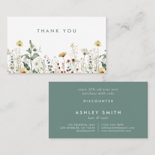 Zomer Bloemenveld Kortingskaartje (Voorkant / Achterkant)