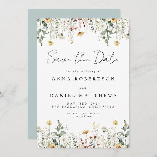 Zomer bloemenveld save the date (Voorkant / Achterkant)