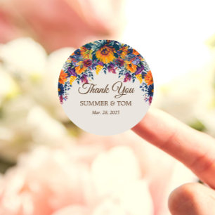 Zomer Bloemig elegant Dank je wel Ronde Sticker