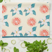 Zomer Bloemig Grapefruit – Kust Citrus Ontwerp Theedoek (Gevouwen)