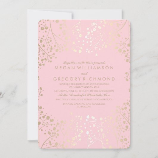 Zomer Bloemige Baby's Breath Elegante Trouw Kaart (Voorkant)