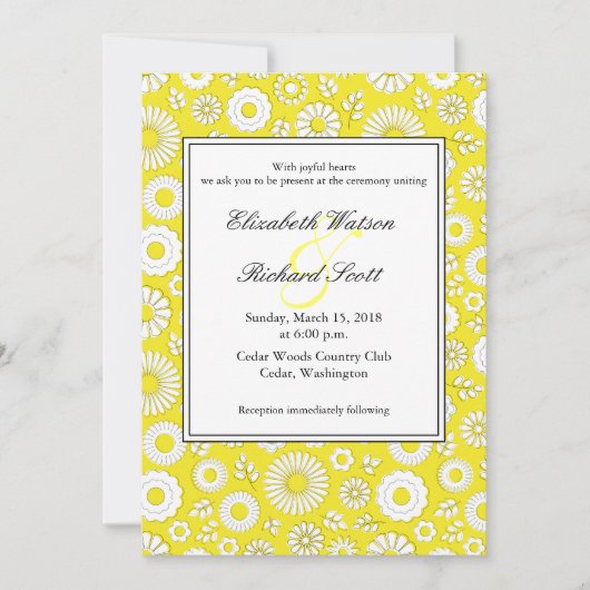 Zomer bloemige gele trouw uitnodiging (Voorkant)