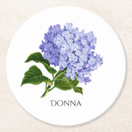 Zomer Bloemige Hydrangea Gepersonaliseerde Onderze Ronde Kartonnen Onderzetter