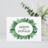 Zomer bloemige palmboombladeren gepersonaliseerd kaart (Staand voorkant)