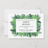 Zomer bloemige palmboombladeren gepersonaliseerd kaart (Achterkant)