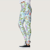 Zomer bloemontwerp met gladmakende groene bladeren leggings (Links)