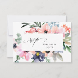 Zomer Bloemstuk met Maaltijd RSVP Kaart