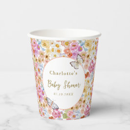Zomer Bloom Bloemen Vlinder Baby shower Custom Papieren Bekers