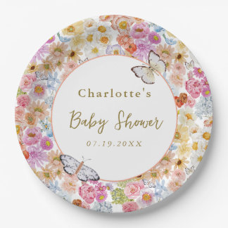 Zomer Bloom Bloemen Vlinder Baby shower Custom Papieren Bordje