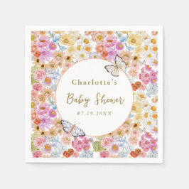 Zomer Bloom Bloemen Vlinder Baby shower Custom Servet