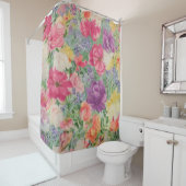 Zomer Blooms Waterverf Bloem Collage Douchegordijn (In situ)