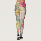 Zomer Blooms Waterverf Bloem Collage Leggings (Achterkant)