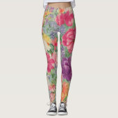 Zomer Blooms Waterverf Bloem Collage Leggings (Voorkant)