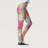 Zomer Blooms Waterverf Bloem Collage Leggings (Rechts)