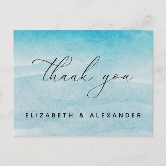 Zomer Blue Ocean Beach Bruiloft Dank u Kaart (Voorkant)