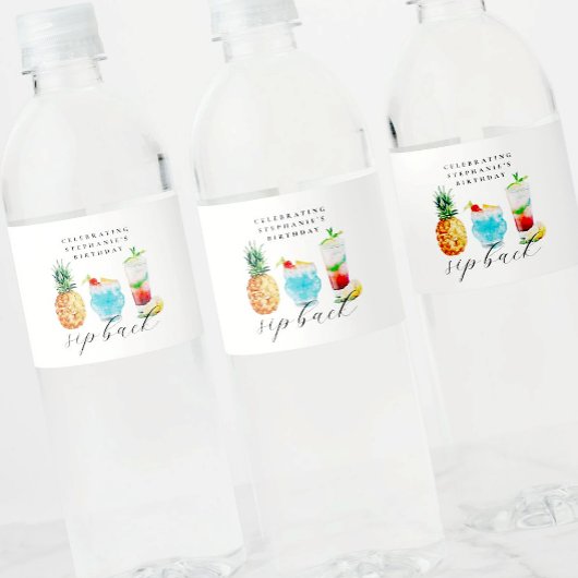 Zomer Blue Pineapple Cocktails Verjaardagsfeest Waterfles Etiket