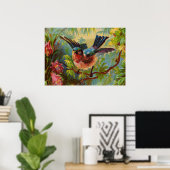 Zomer Bluebird Klein Poster (Thuiskantoor)