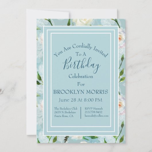 Zomer Blush Bloemen Verjaardag Kaart (Voorkant)