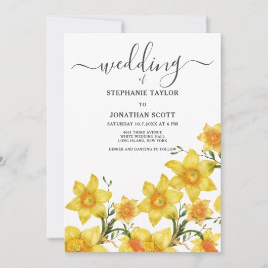 Zomer boeket gouden narcissen bloemen bruiloft kaart