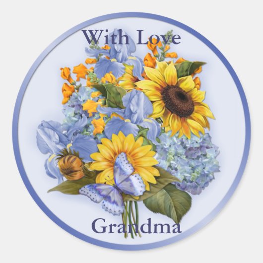 Zomer Boeket - Oma Ronde Sticker (Voorkant)