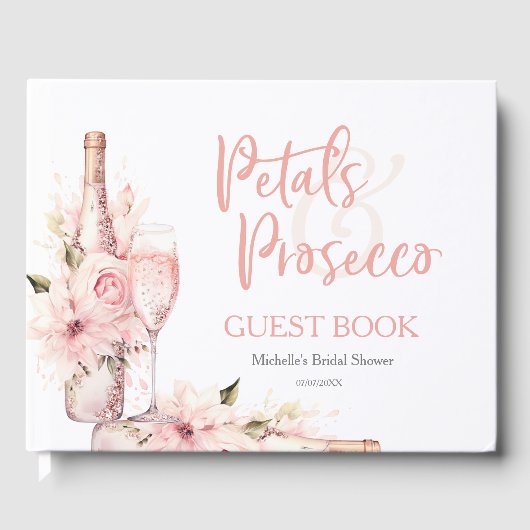 Zomer Boho Bloemblaadjes en Prosecco Gastboek Gastenboek (Voorkant)