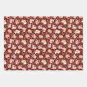 Zomer Boho Bloemen op Barn Red Inpakpapier Vel (Voorkant 3)