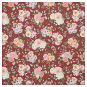 Zomer Boho Bloemen op Barn Red Stof (Swatch)