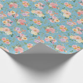 Zomer Boho Bloemen op Blauw Cadeaupapier (Hoek)