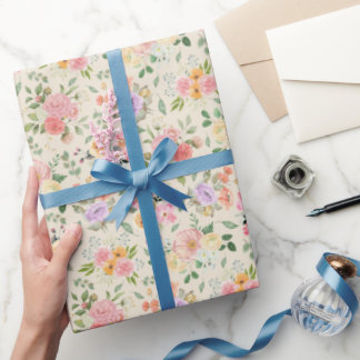 Zomer Boho Bloemen op Bord Geel Cadeaupapier