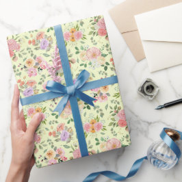 Zomer Boho Bloemen op Geel Cadeaupapier