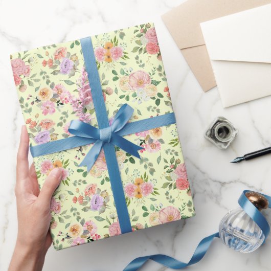 Zomer Boho Bloemen op Geel Cadeaupapier (Geschenken)