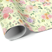 Zomer Boho Bloemen op Geel Cadeaupapier (Rol Hoek)