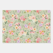 Zomer Boho Bloemen op Gin Green Inpakpapier Vel (Voorkant 2)