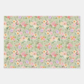 Zomer Boho Bloemen op Gin Green Inpakpapier Vel (Voorkant)