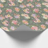 Zomer Boho Bloemen op Grijs Cadeaupapier (Hoek)