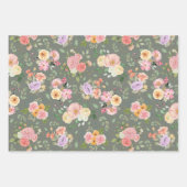 Zomer Boho Bloemen op Grijs Inpakpapier Vel (Voorkant 2)