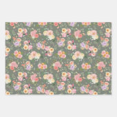 Zomer Boho Bloemen op Grijs Inpakpapier Vel (Voorkant)