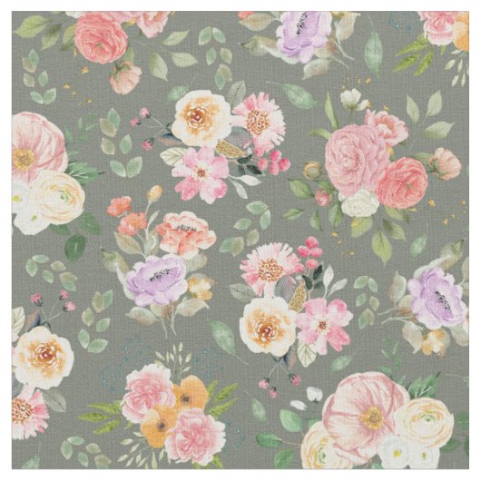 Zomer Boho Bloemen op Grijs Stof (Close Up)