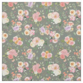 Zomer Boho Bloemen op Grijs Stof (Swatch)