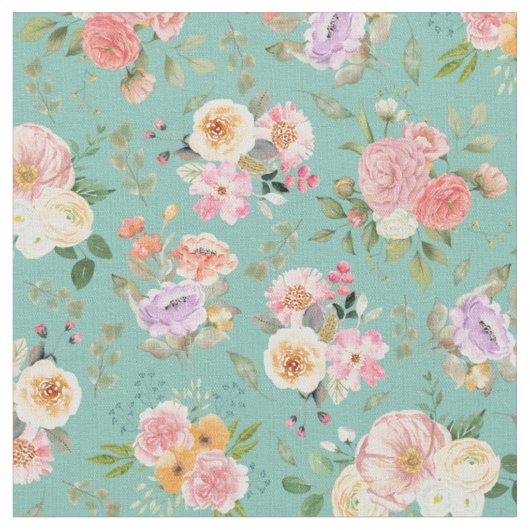 Zomer Boho Bloemen op Groen Stof (Close Up)
