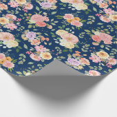 Zomer Boho Bloemen op Navy Blue Cadeaupapier (Hoek)