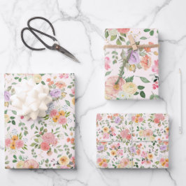 Zomer Boho Bloemen op Off White Inpakpapier Vel