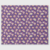 Zomer Boho Bloemen op Paarse Cadeaupapier (Vlak)