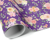 Zomer Boho Bloemen op Paarse Cadeaupapier (Rol Hoek)