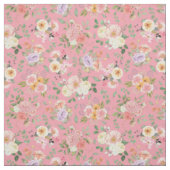 Zomer Boho Bloemen op Roos Roze Stof (Swatch)