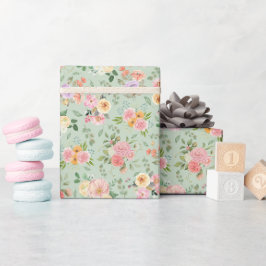 Zomer Boho Bloemen op Sage Green Cadeaupapier