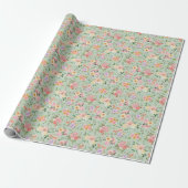 Zomer Boho Bloemen op Sage Green Cadeaupapier (Uitgerold)