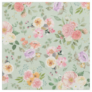 Zomer Boho Bloemen op Sage Green Stof