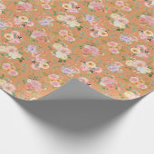 Zomer Boho Bloemen op Sinaasappel Cadeaupapier (Hoek)