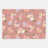 Zomer Boho Bloemen op Tulp Roze Inpakpapier Vel (Voorkant 2)